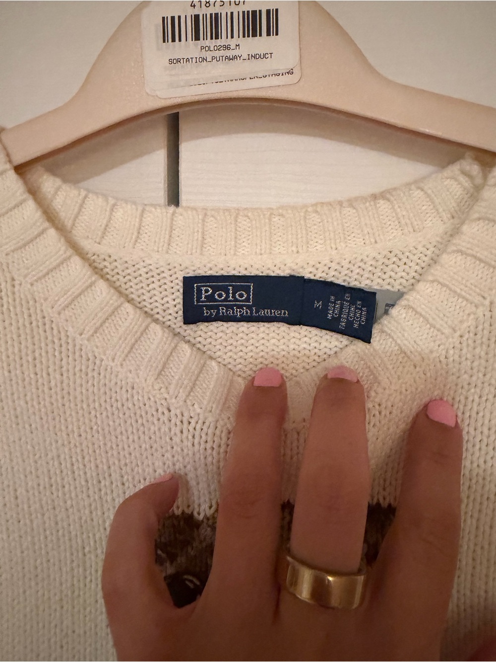 Polo Ralph Lauren Traveler Bear Cotton Sweater Size M - Picture 7 of 8